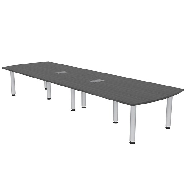 45 in W, 144 in L, 29 in H, Engineered Wood Top, Grey